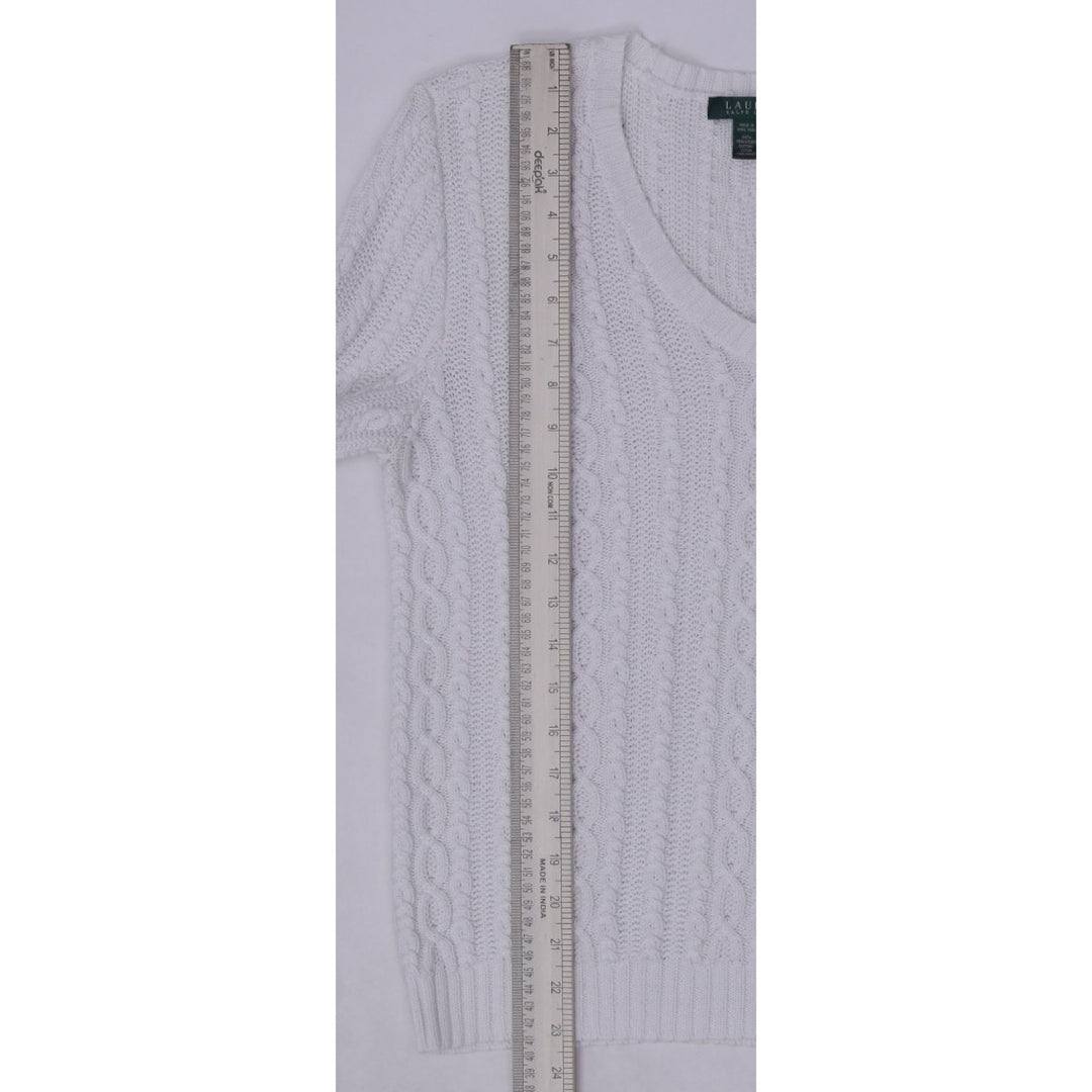 Vintage Ladies Ralph Lauren Sweater White Cable Knit 100% Cotton
