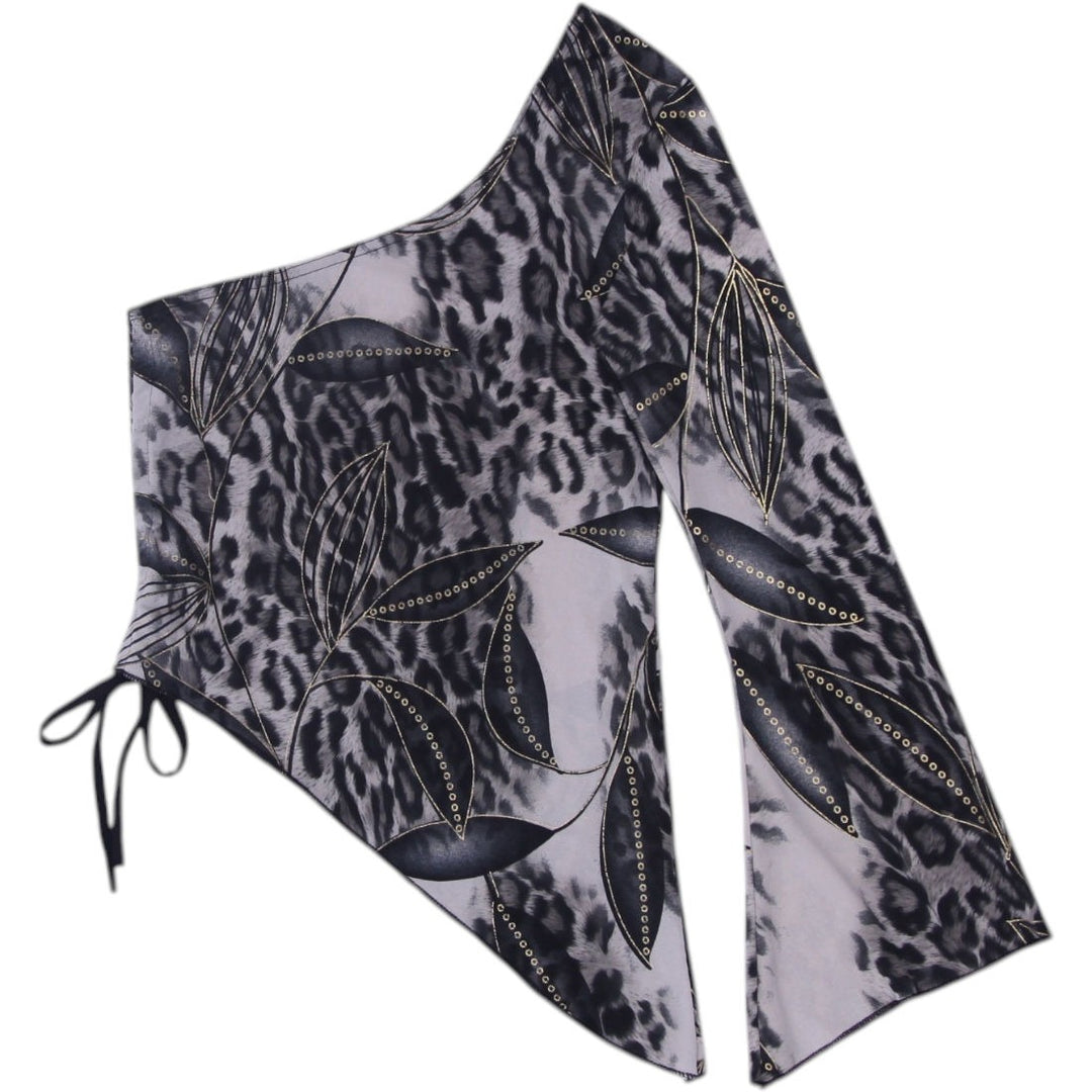 Y2K Ladies Asymmetric Leopard Leaf One Shoulder Top | Migration_Y2K Tops | Fashion Rerun