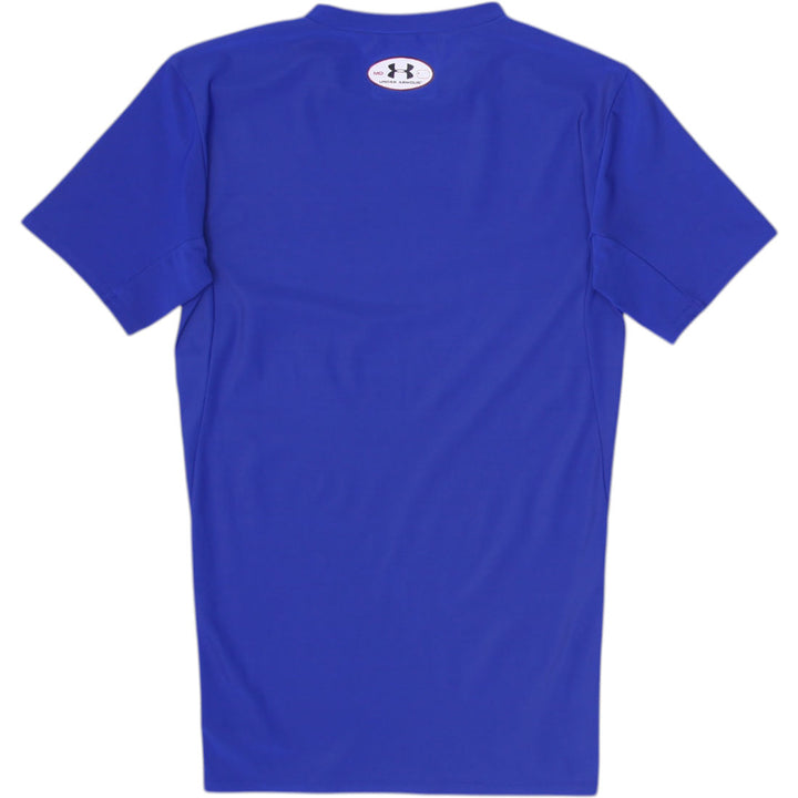 Mens Under Armour Compression T-Shirt Blue HeatGear Sports Size M