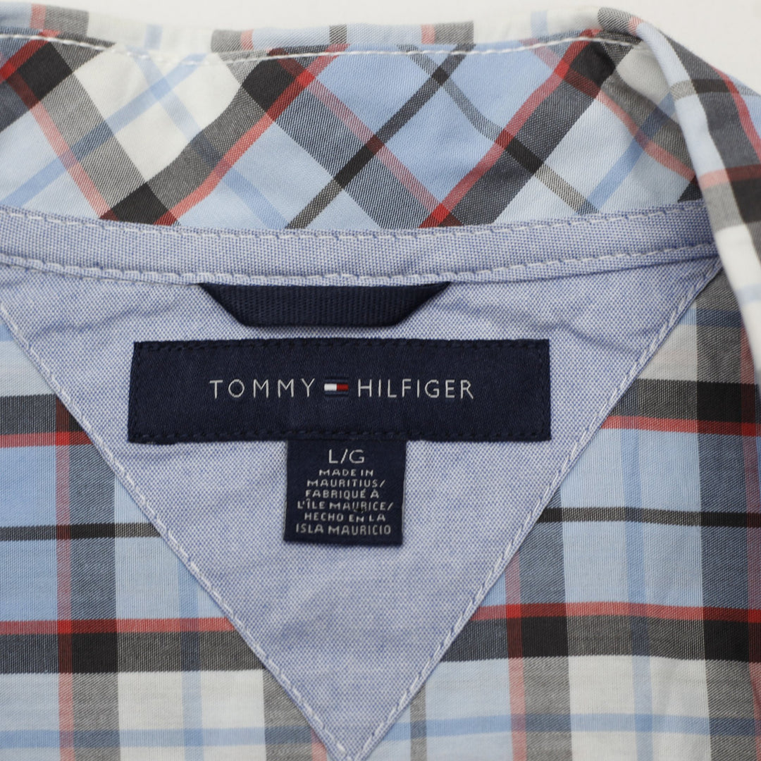 Mens Tommy Hilfiger Plaid Short Sleeve Button Down Pocket Shirt Size L