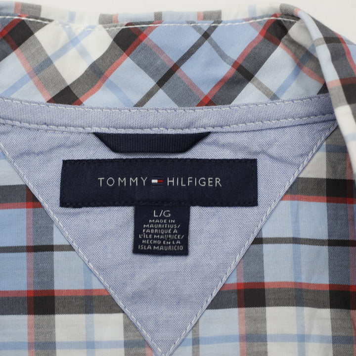 Mens Tommy Hilfiger Plaid Short Sleeve Button Down Pocket Shirt Size L
