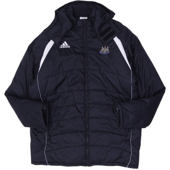 Vintage Mens Adidas Puffer Jacket Black Newcastle United Logo Hooded