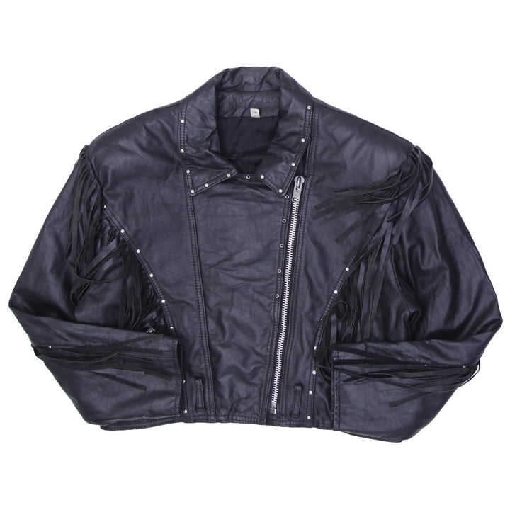 Vintage Ladies 80s Style Fringed Leather Jacket