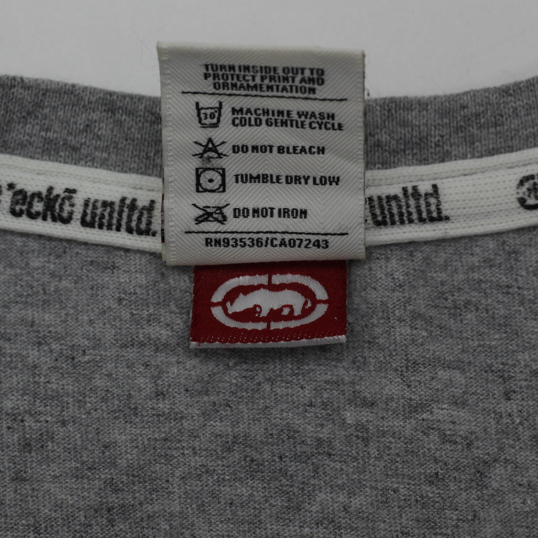 Y2K Mens Ecko Unltd Gray Long Sleeve T-Shirt Size XL