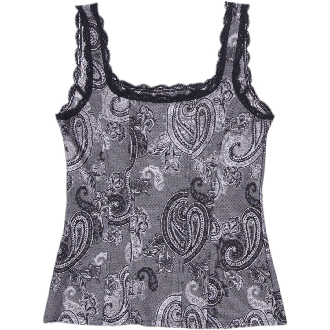 Y2K Ladies White House Black Market Paisley Lace Tank Top Size S | Migration_Y2K Tops - Side View | Fashion Rerun