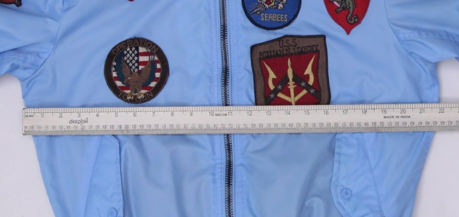 Vintage Mens Top Gun MA-1 Bomber Zipper Jacket Light Blue Patches S | Migration_Jackets - View 7 | Fashion Rerun