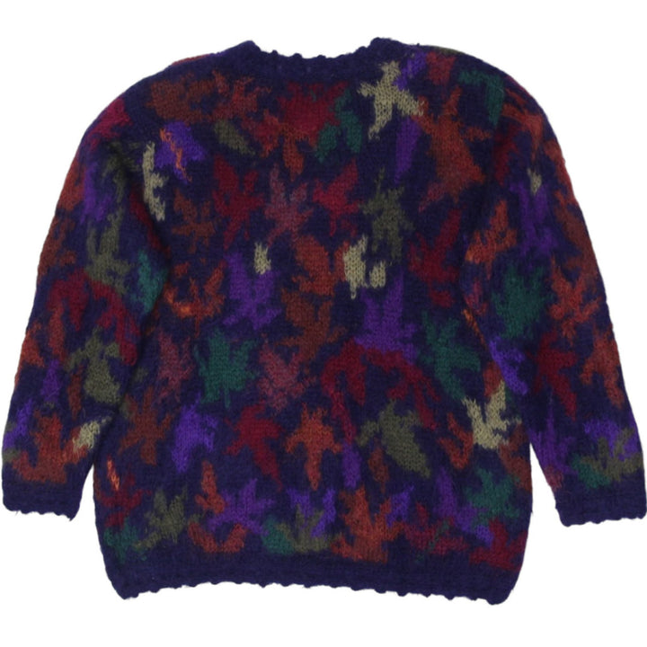 Vintage Ladies Icelandic Design Mohair Wool Nylon Cat Graphic Sweater