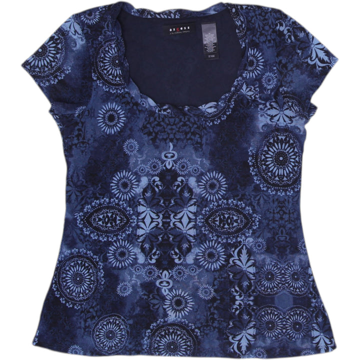 Y2K Ladies Axcess Axcess Liz Claiborne Blue Mandala Lined Mesh Top Size M