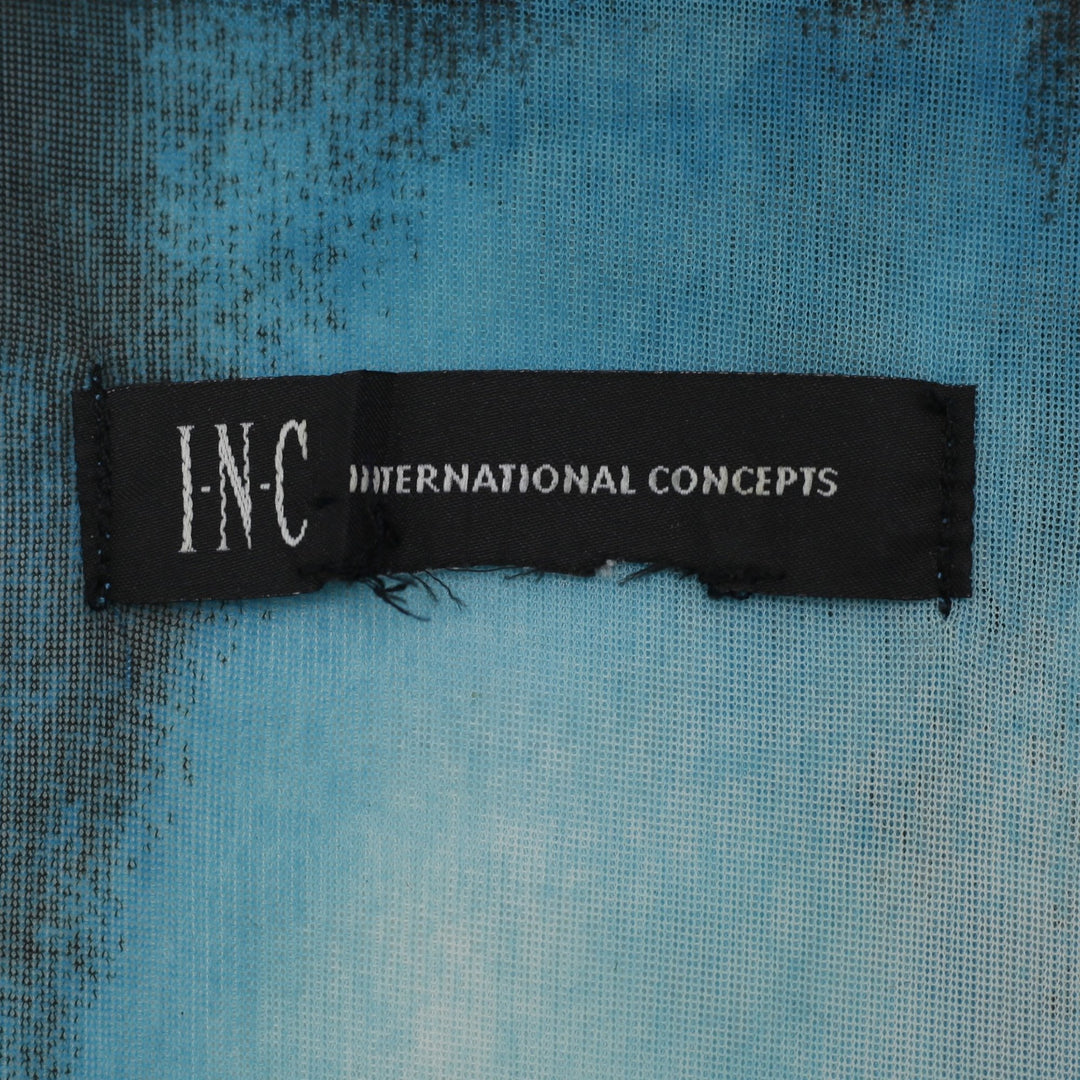 Y2K Ladies INC International Concepts Blue Tie-Dye Mesh Long Sleeve Top