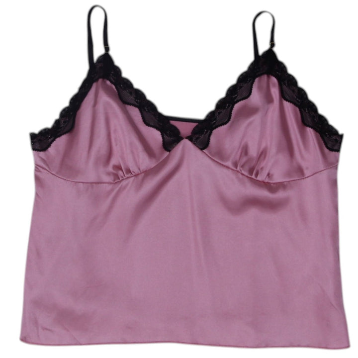 Y2K Ladies Camisole Pink Satin Lace Trim Top L | Migration_Y2K Tops | Fashion Rerun