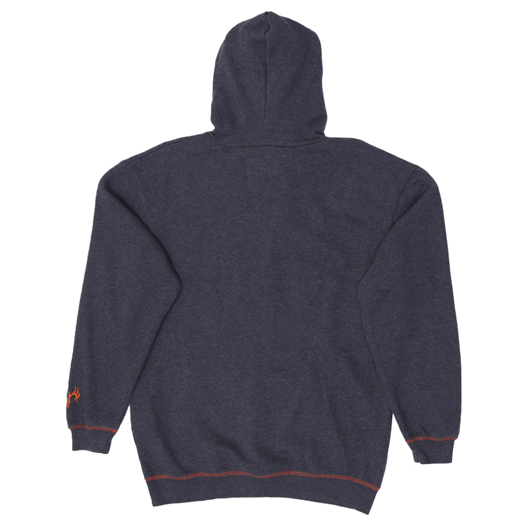 Mens Buck Wear Hoodie Sweatshirt Gray Pullover Camo-Lined Hood Deer Hunt