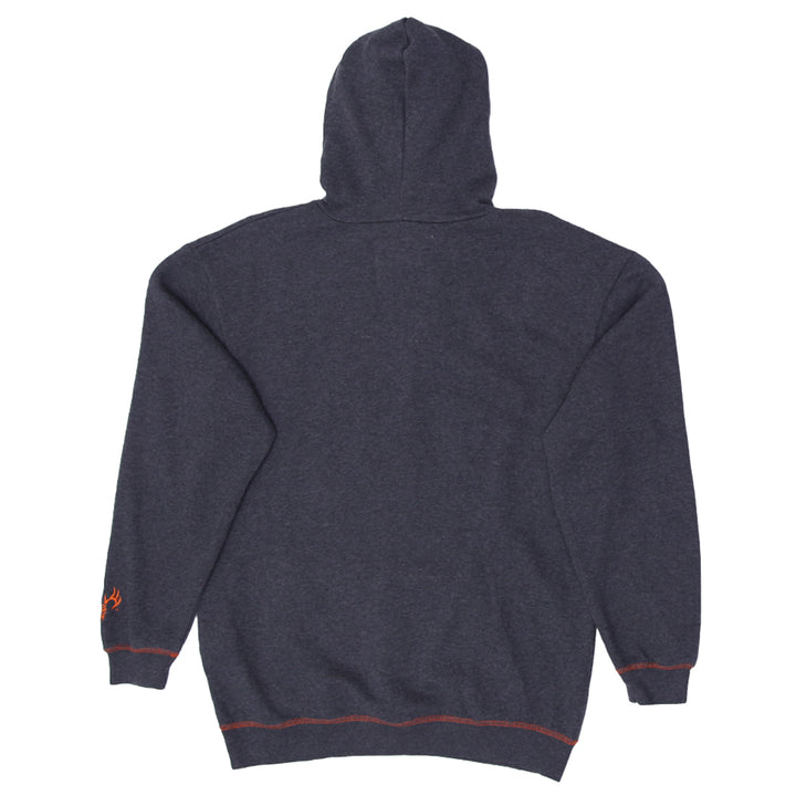 Mens Buck Wear Hoodie Sweatshirt Gray Pullover Camo-Lined Hood Deer Hunt