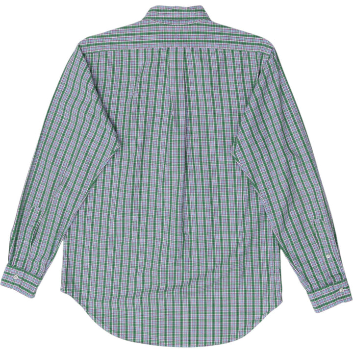 Mens Ralph Lauren Classic Fit Shirt Green Plaid Logo Casual