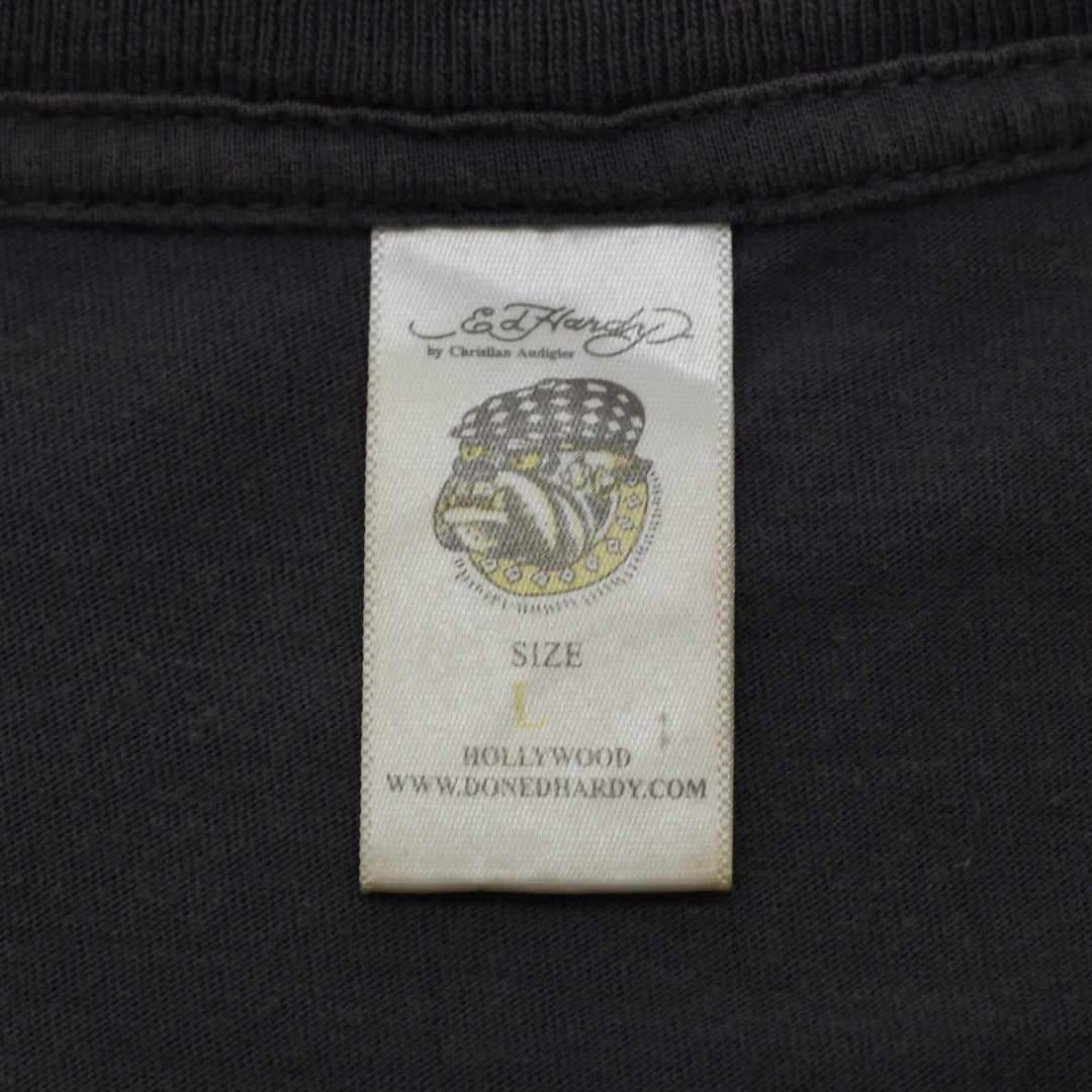 Y2K Mens Ed Hardy Skulls T-Shirt Gray Graphic Tattoo Design