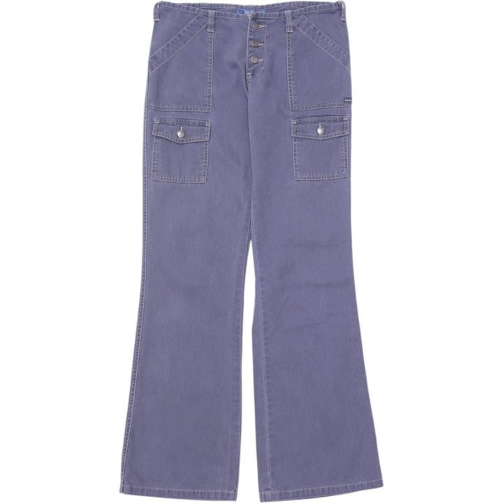 Y2K Ladies Bluenotes Low-Rise Button-Fly Flare Cargo Pants Size 29