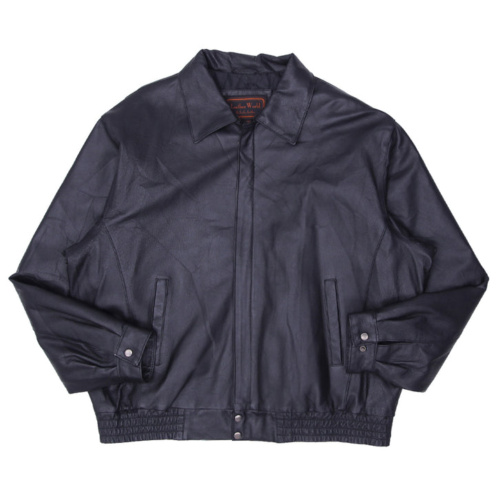 Vintage Leather World Blad Eagle USA Embroidered Full Zip Leather Jacket Black XL - Fashion Rerun Vintage Migration_Jacket