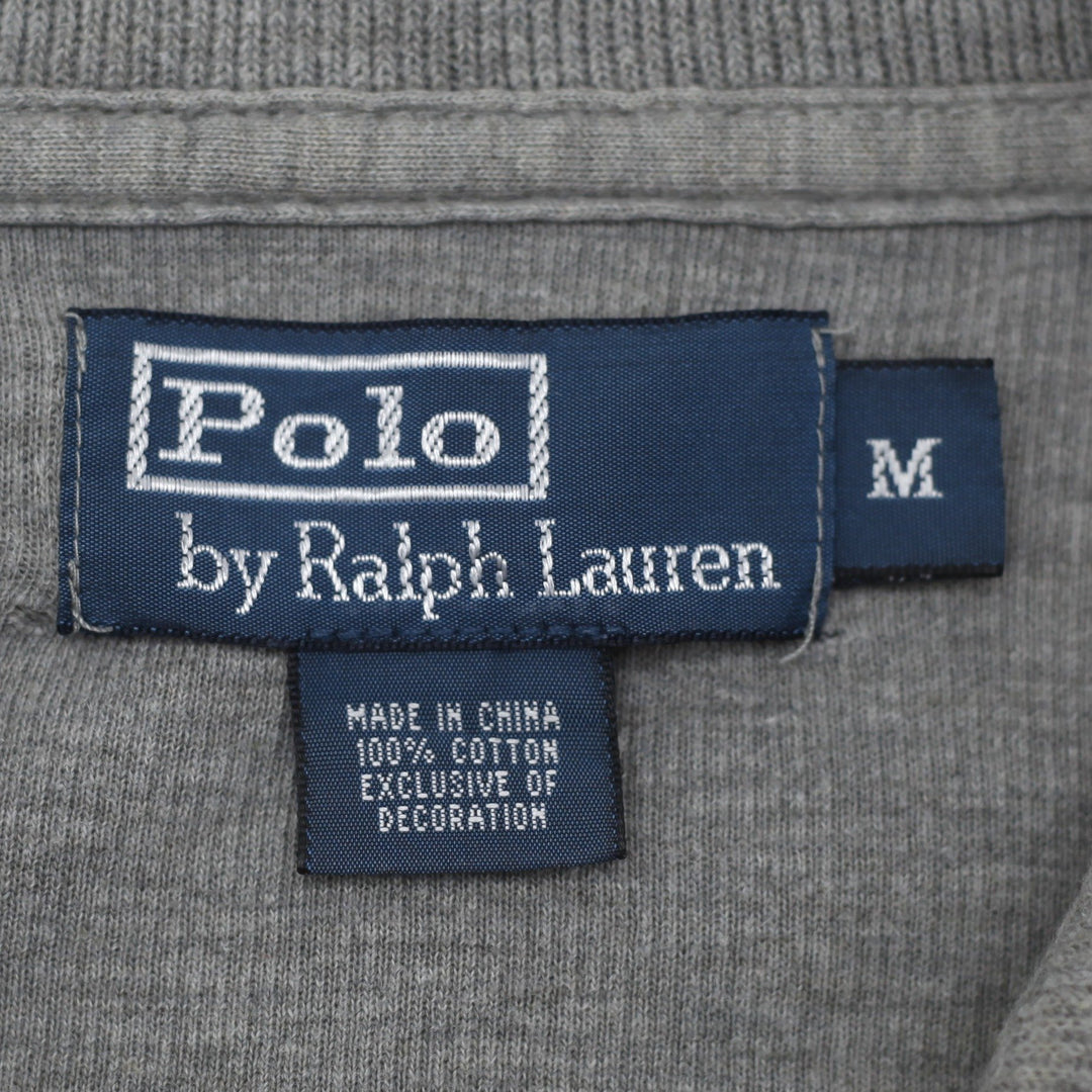 Mens Polo Ralph Lauren Sweater Gray 1/4 Zip Cotton Knitwear Size M
