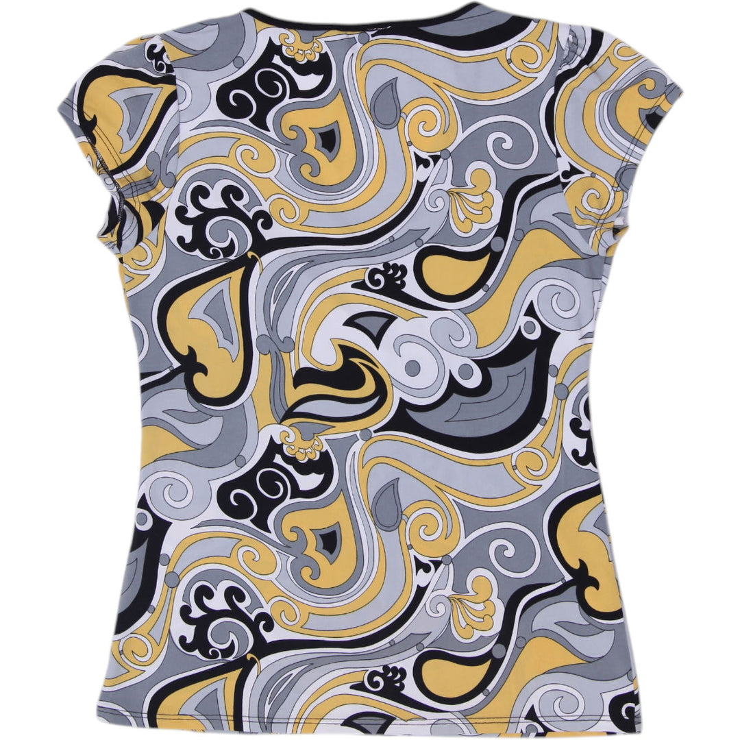 Y2K Ladies Rickis Psychedelic Paisley Crossover Top Size M