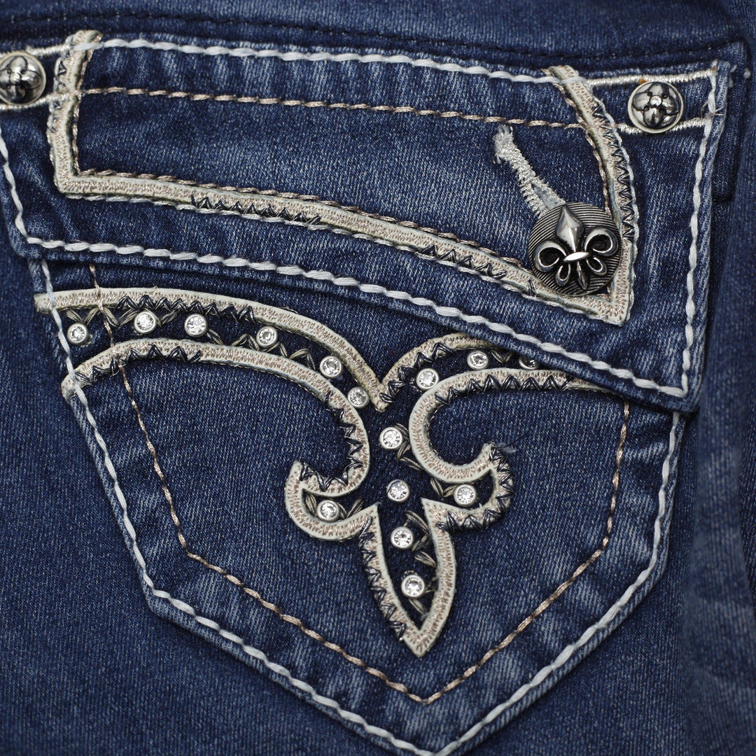 Ladies Rock Revival Johanna  Denim Embroidered Bootcut Jeans Washed Size 26 | Migration_Jeans - View 10 | Fashion Rerun