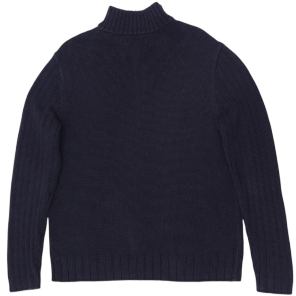 Vintage Mens Polo Jeans Company Sweater Black Striped Knit 1/4 Zip XL | Migration_Jumper & Knitwear - Side Vi | Fashion Rerun