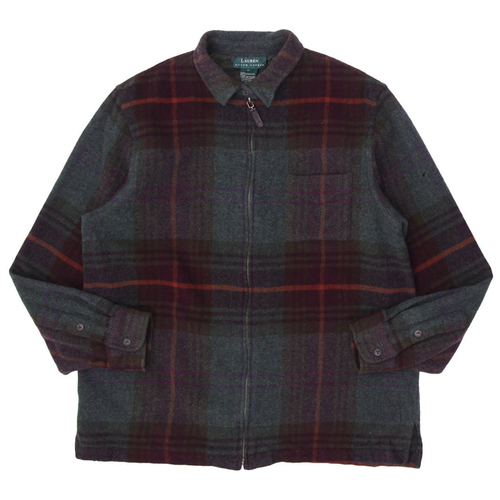 Vintage Ralph Lauren Medium Tartan Plaid RRL Green Tweed Jacket Shirt