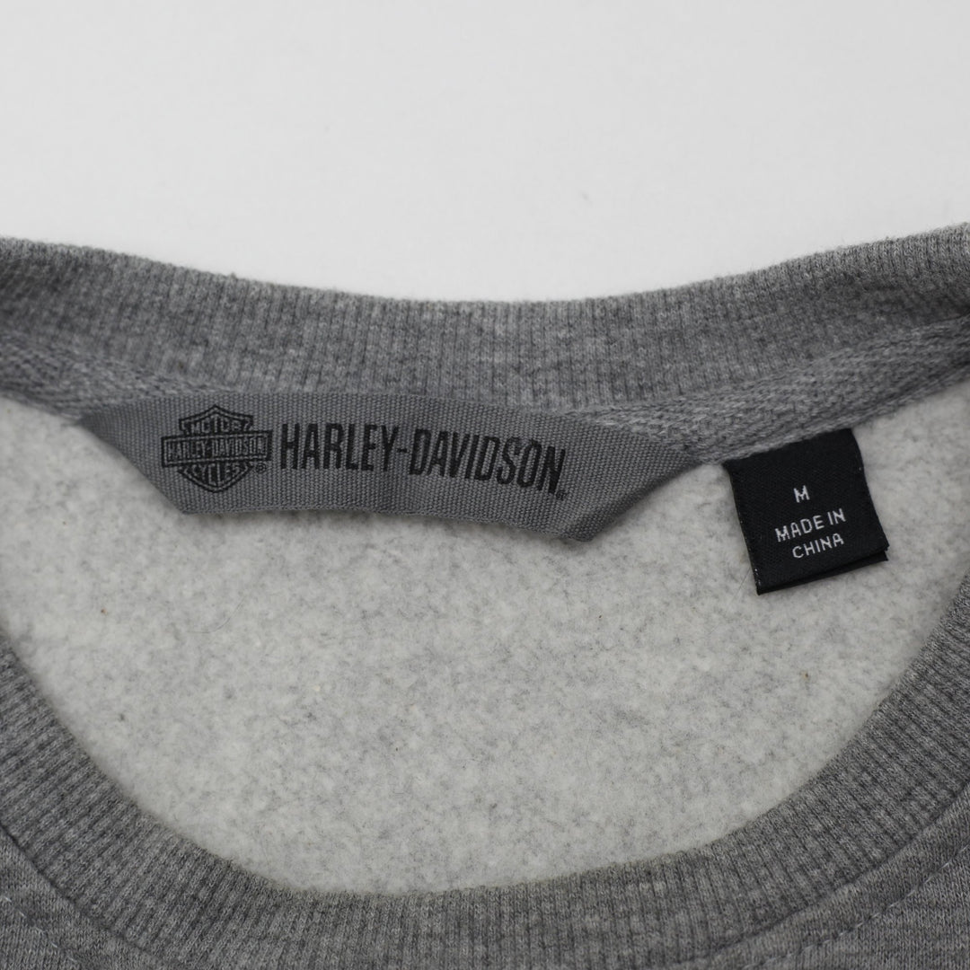 Mens Harley Davidson Flat Track Biker Sleeve Spellout Sweatshirt Size M