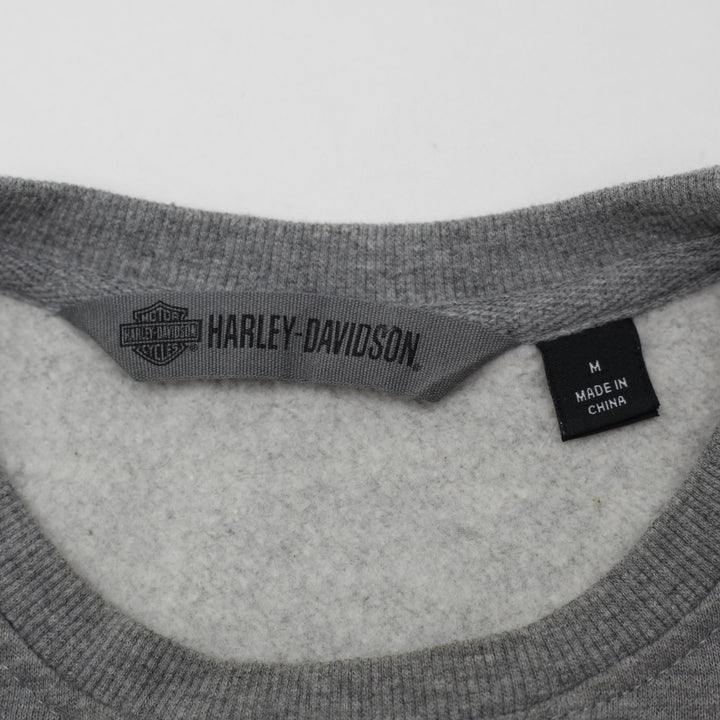 Mens Harley Davidson Flat Track Biker Sleeve Spellout Sweatshirt Size M