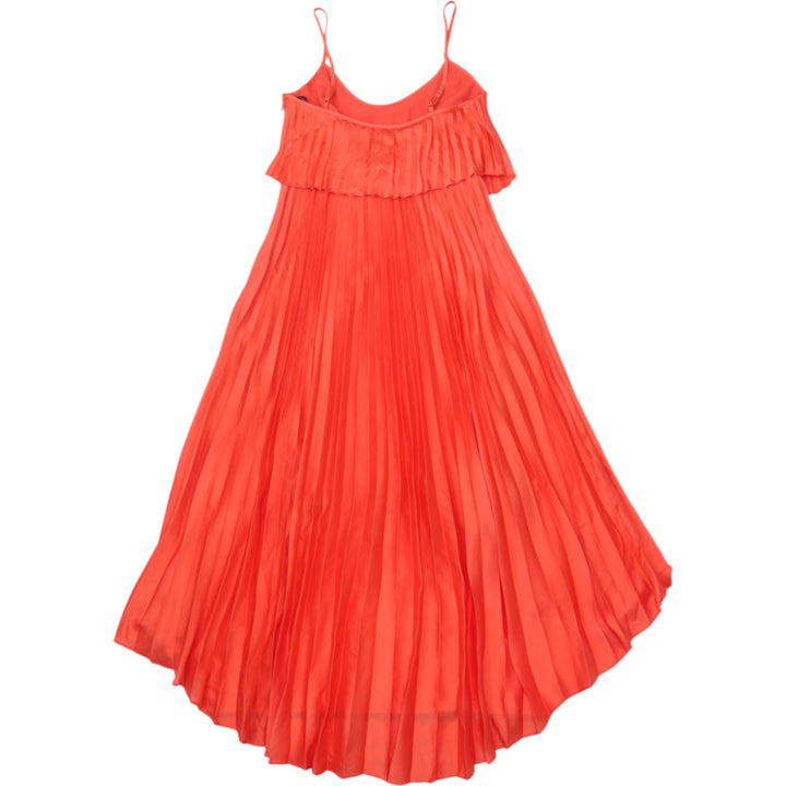 Y2K Ladies Laundry by Shelli Segal Coral Pleated High-Low Midi Dress