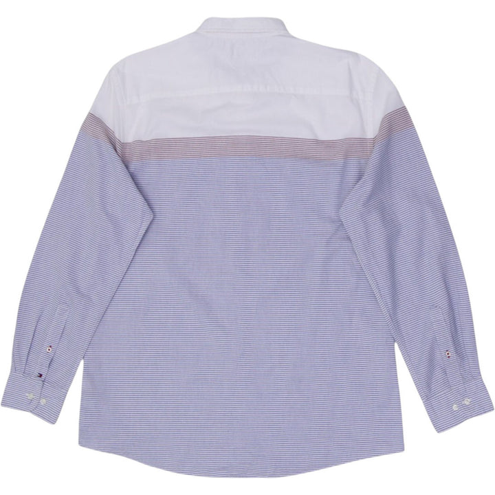 Mens Tommy Hilfiger Button-Up Striped Shirt Blue Cotton Casual