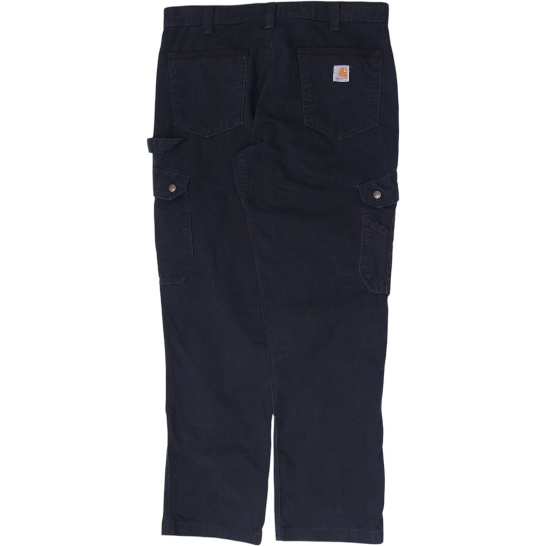 Mens Carhartt Black Canvas Loose Fit Utility Cargo Workwear Pants Size 36x32