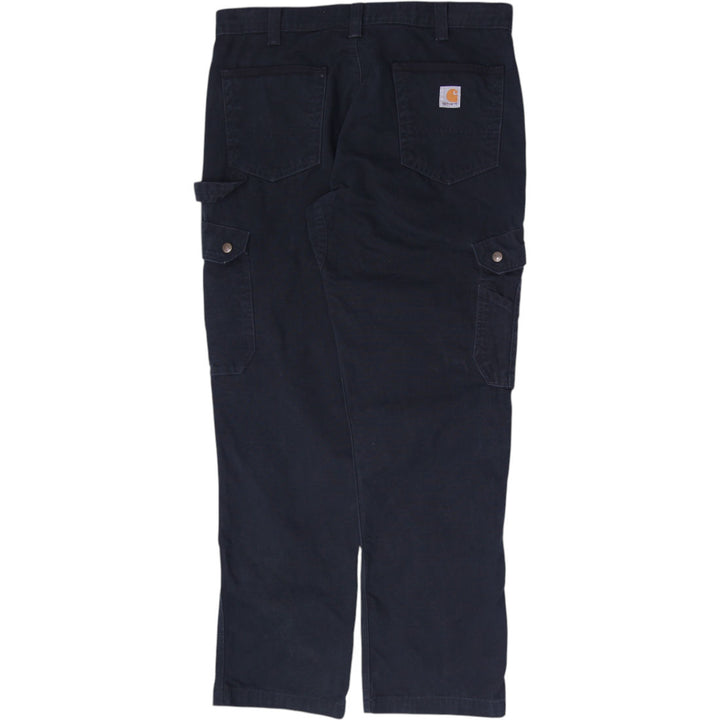 Mens Carhartt Black Canvas Loose Fit Utility Cargo Workwear Pants Size 36x32