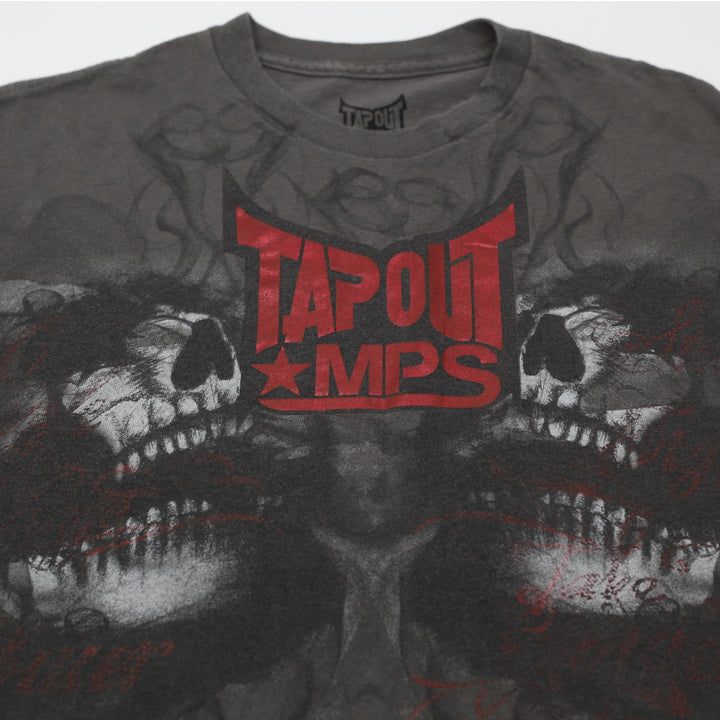 Y2K Mens Tapout MPS Dual Skulls Graphic T-Shirt Size L