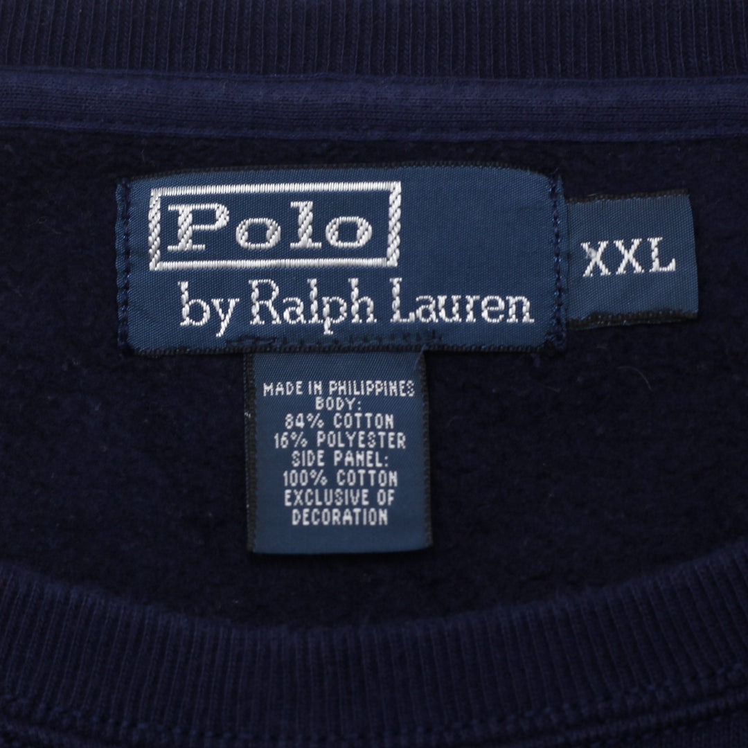 Vintage Polo By Ralph Lauren Navy Fleece Crewneck Sweatshirt Size XXL