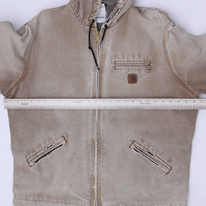 Vintage Carhartt J141 BRN Sherpa Lined Sandstone Duck Jacket Size XL