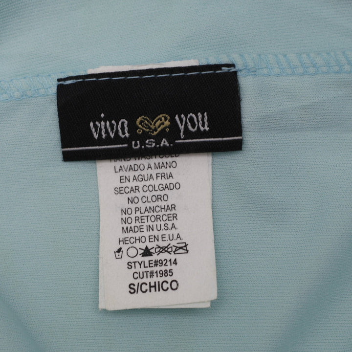 Y2K Ladies Viva You Aqua Blue Floral Mesh Asymmetric Hem Strappy Cami Top Small