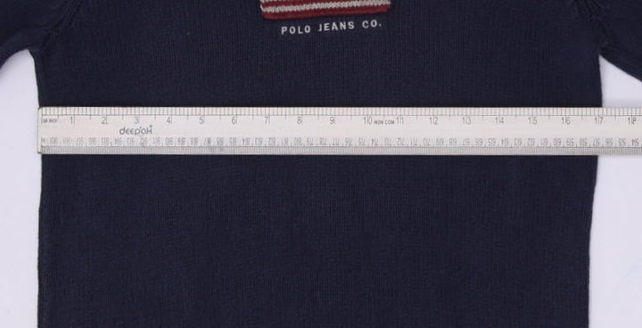 Vintage Polo Jeans Co. Ralph Lauren Navy Cotton American Flag Knitted Sweater