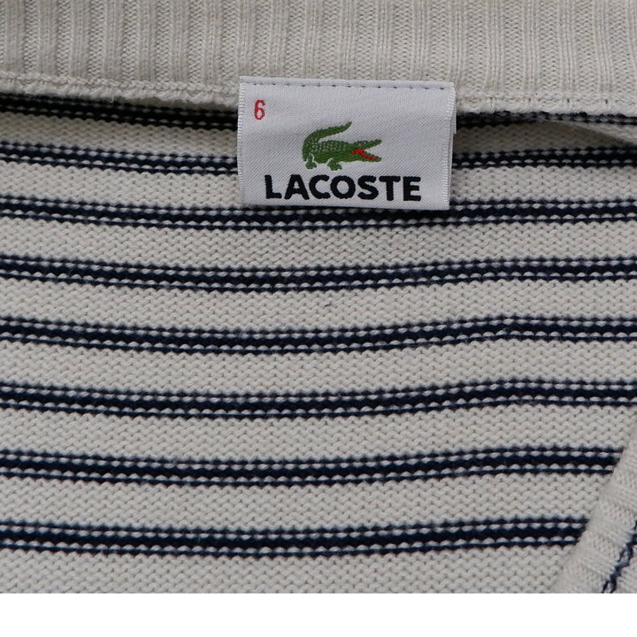 Vintage Mens Lacoste Sweater Navy Striped V-Neck Knit