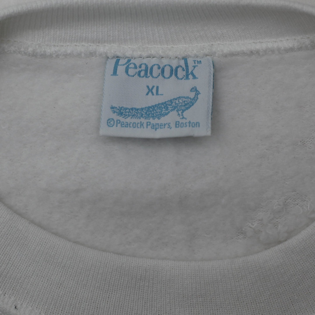 Vintage "My Generation" 1950s Newspaper Graphics White Crewneck Sweatshirt XL | Migration_Sweatshirt - Back V | Fashion Rerun