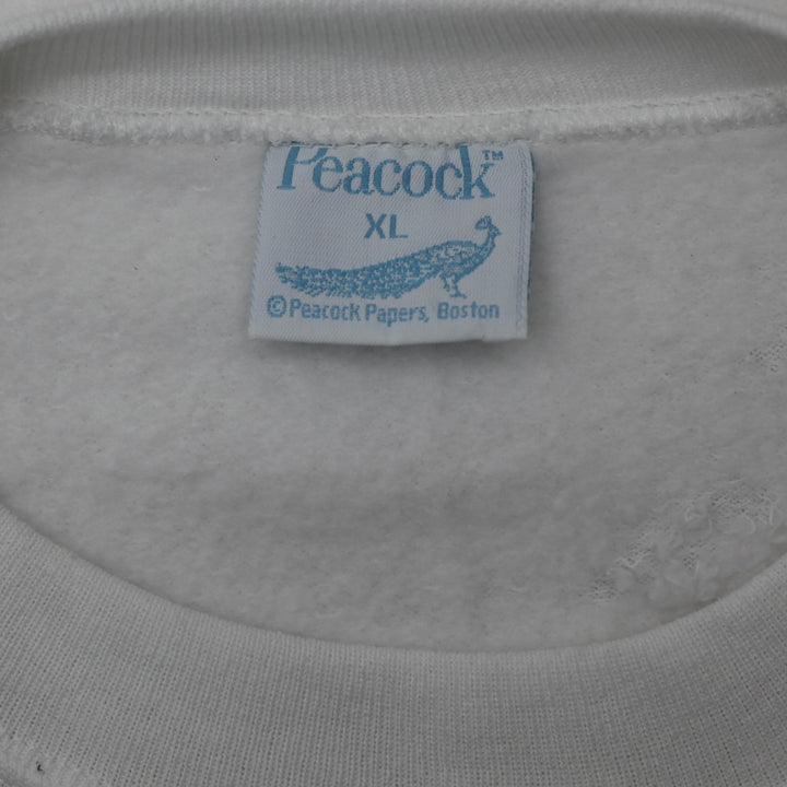 Vintage "My Generation" 1950s Newspaper Graphics White Crewneck Sweatshirt XL | Migration_Sweatshirt - Back V | Fashion Rerun
