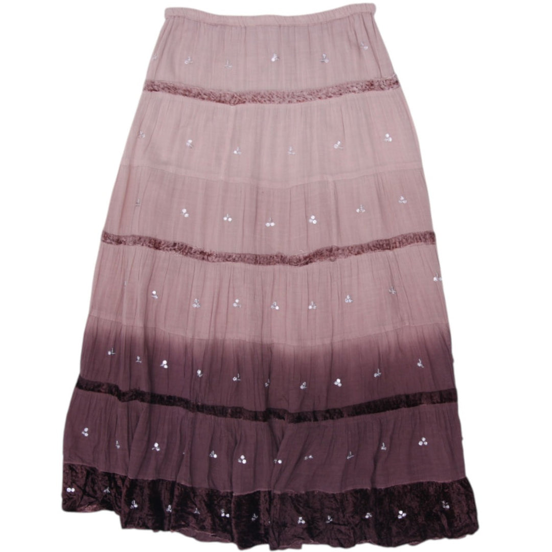 Y2K Ladies Skirt Beige Brown Sequin Detail Maxi Ombre
