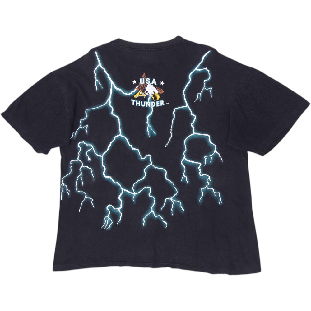 Vintage 90’s American Thunder Wolf Indian Lightning T-Shirt Size L | Migration_T-Shirts - Side View | Fashion Rerun
