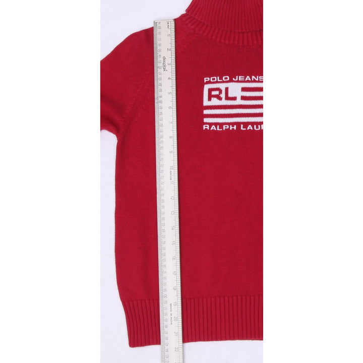 Vintage Ladies Polo Jeans Company Ralph Lauren Red Flag USA Turtleneck Sweater