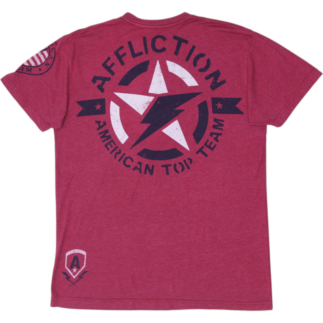 Y2K Mens Affliction ATT Lightning Star Graphic T-Shirt Made in USA Size XL