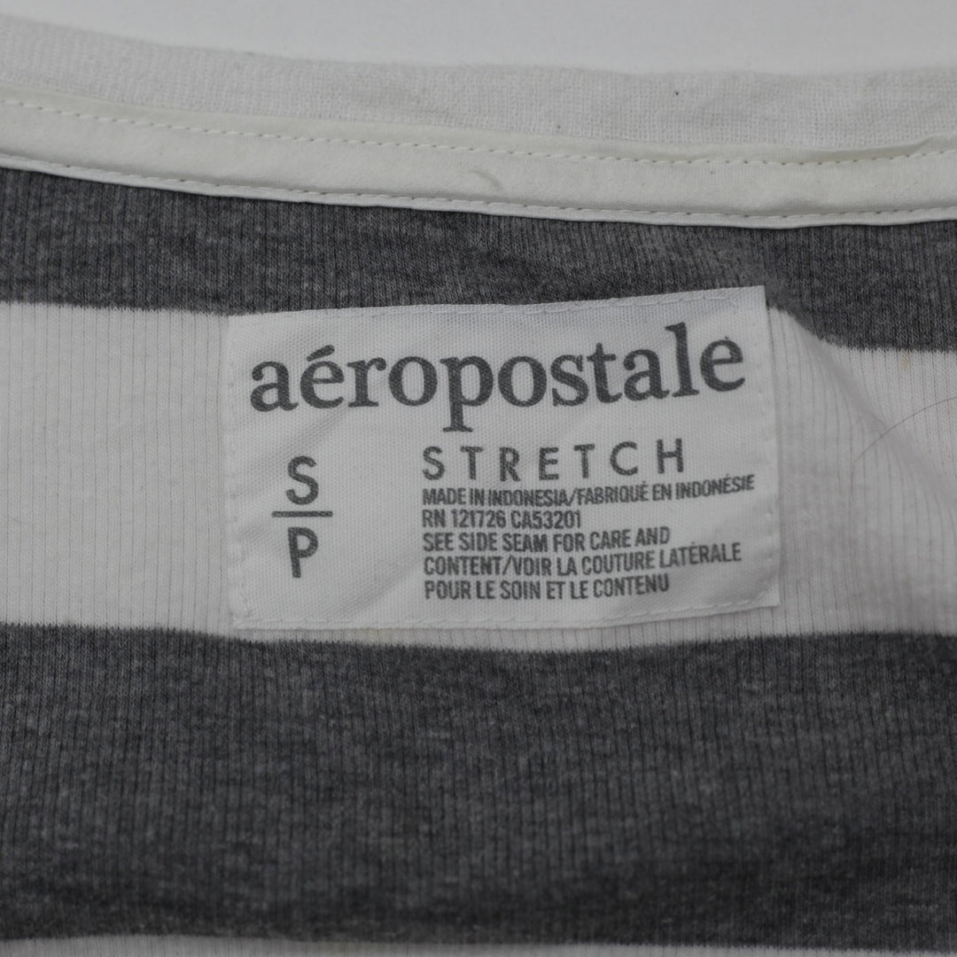 Y2K Ladies Aeropostale Stretch Short Sleeve Striped Top Size S