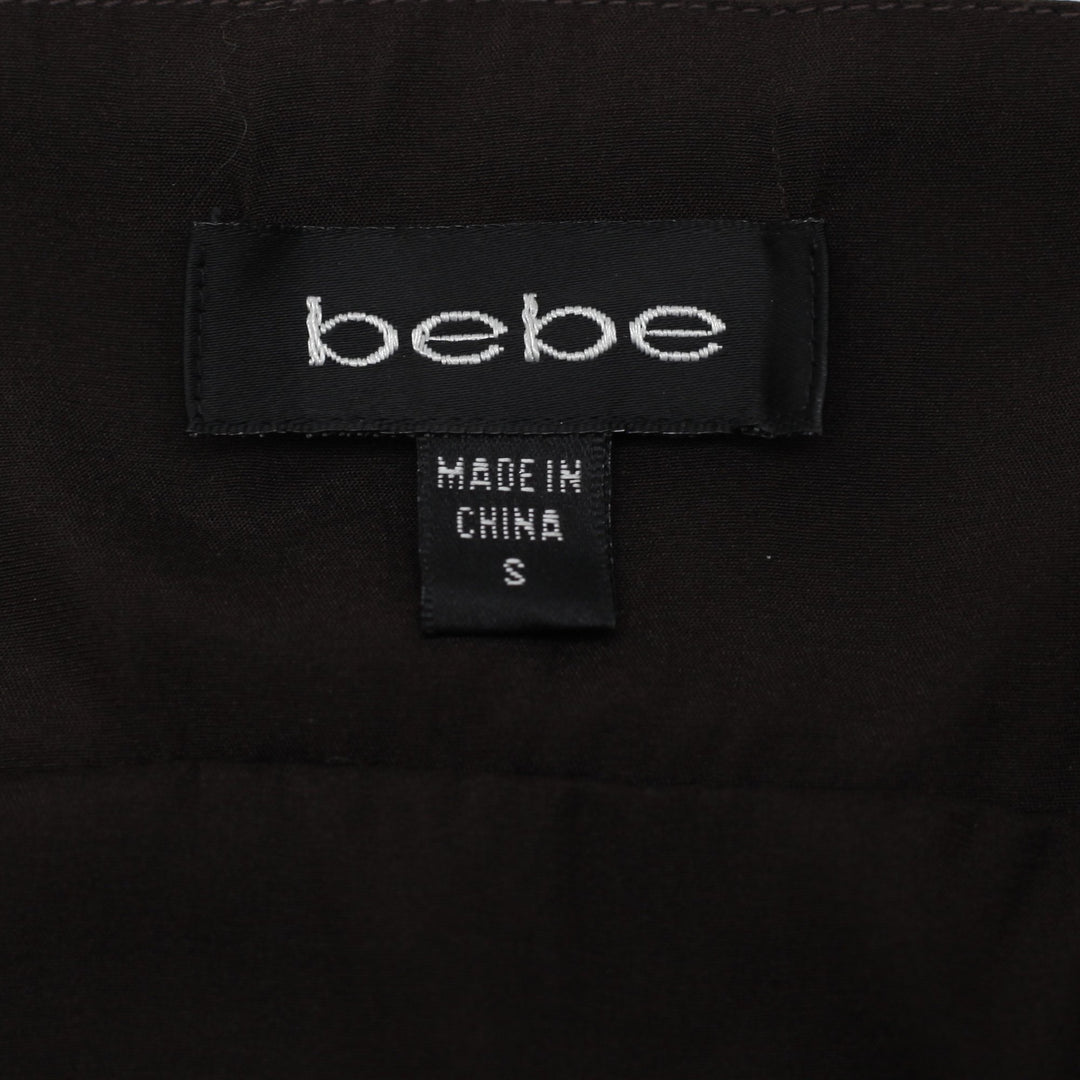 Y2K Ladies Bebe Silk Blend Brown Ruched Crossover Braided Strap Cami Top Size S