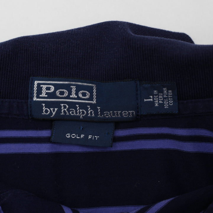 Mens Polo Ralph Lauren Striped Pima Cotton Golf Polo T-Shirt Size L