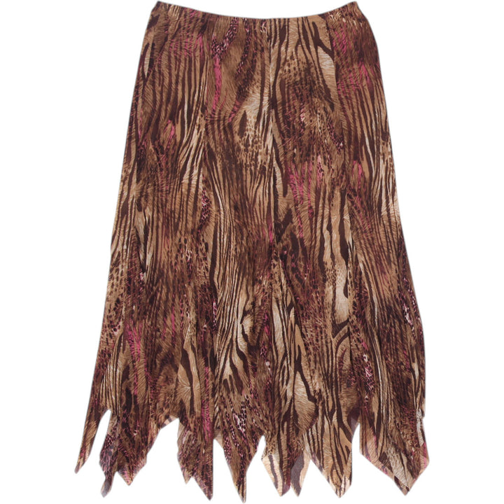 Y2K Ladies Unbranded Midi Skirt Brown Animal Print