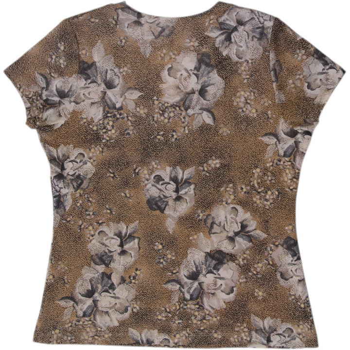 Y2K Ladies Emma James Sheer Mesh Overlay Floral Top Size L