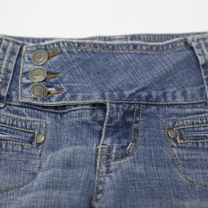 Y2K Ladies Hydraulic Jeans Blue Bootcut Denim Style