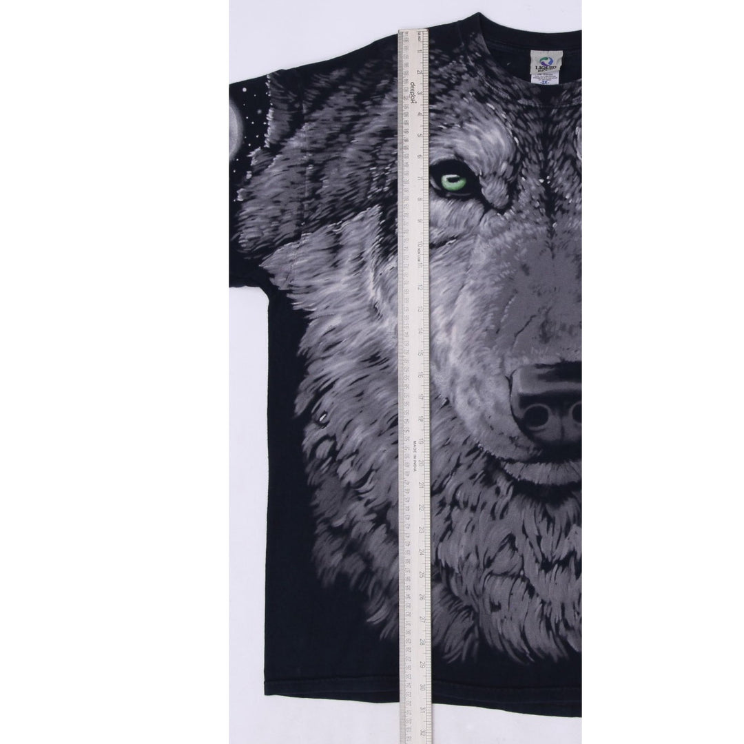 Vintage Mens Liquid Blue T-Shirt Black Wolf Graphic Cotton | Migration_T-Shirts - View 8 | Fashion Rerun